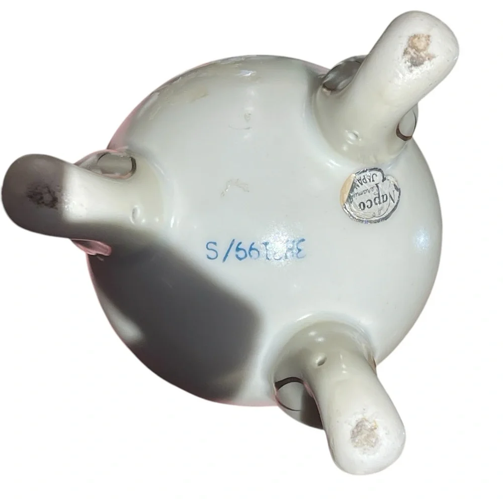 Vintage Napco Hand-Painted Floral Cracked Egg Ceramic Three-Footed Vase - Picture 5 of 7